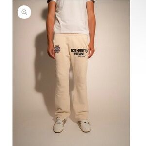 Alexis Galeria Not Here To Please Men's Cream Graphic Sweatpants